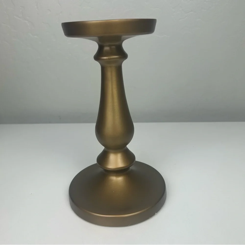 Ikea set of two gold pillar candle holders 8.5 inches